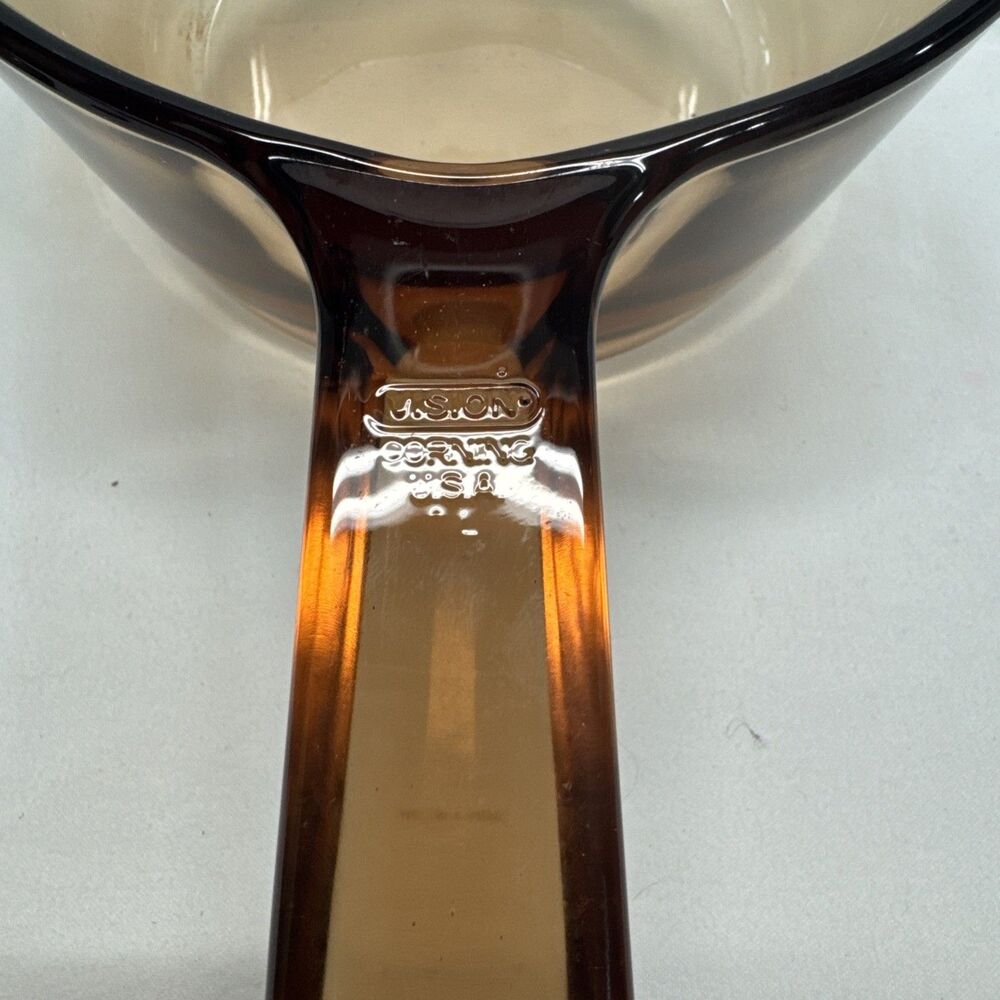 Vintage Amber Brown Vision Ware Corning USA 1L Sauce Pot Spout Lid Glass - Picture 5 of 10